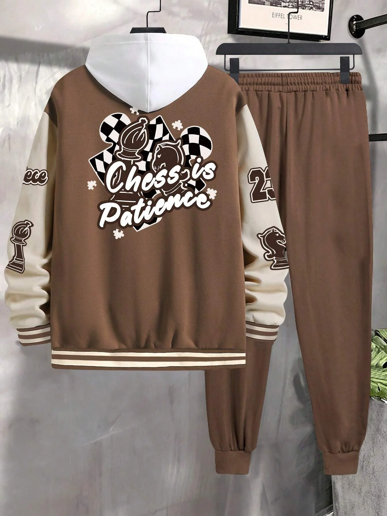 Men's top coat baseball shirt Long sleeve pants suit Knitted cotton high quality custom size wholesale_voghion.com