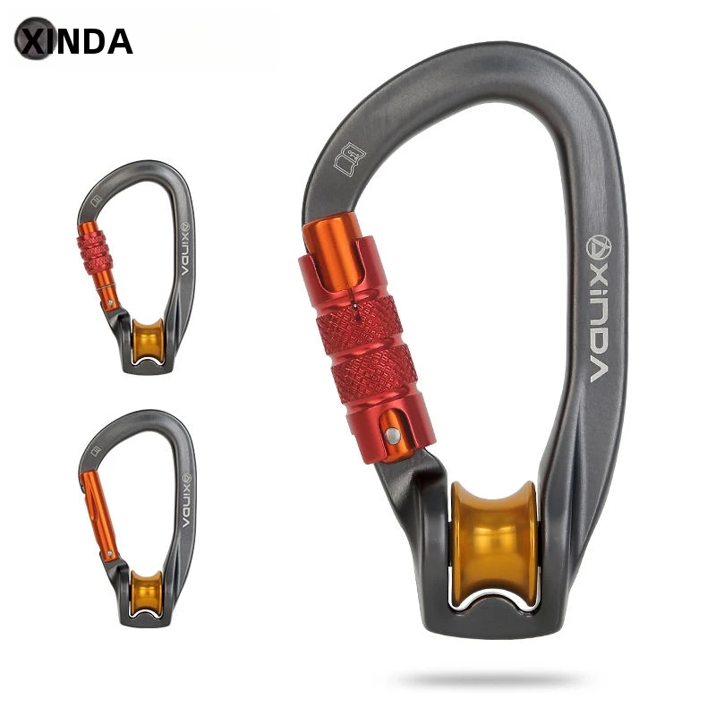 XINDA Pulley Carabiner Clip with Screw Gate Twist Lock for