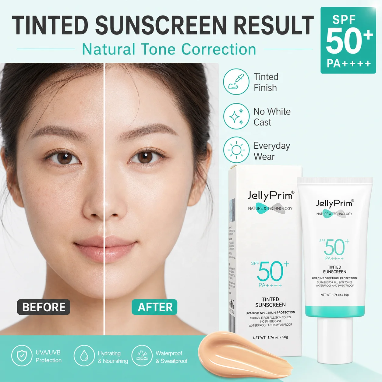 Wholesale Tinted Sunscreen Private Label Natural Organic Moisturizing UVA UVB Sunblock Repairing Sun Damage Sunscreen Cream