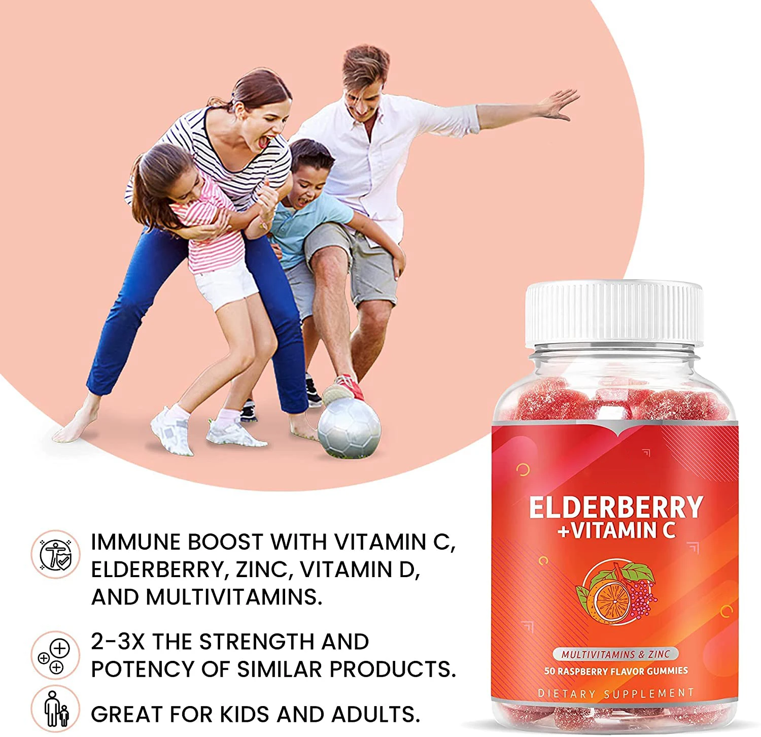 Health Care Supplement Multivitamins Black Elderberry Gummies with Vitamin C Boost Immune System