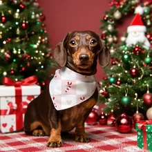 High Quality Christmas Holiday Dog Bandana Christmas Cane Pet Triangle Kerchief Scarf