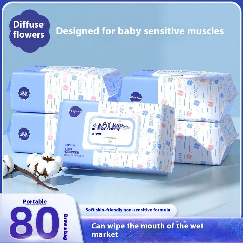Fabriklieferung 80 Stück Einweg-Feuchttücher, weich, organisch, unparfümiert, umweltfreundlich, für Baby-Mund, Hände, Nase
