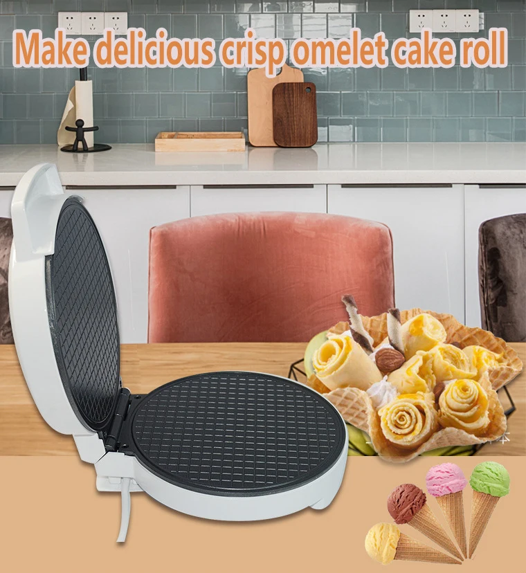 Electric Crispy Egg Roll Maker Omelet Sandwich Iron Crepe Baking Pan Waffle Pancake Oven