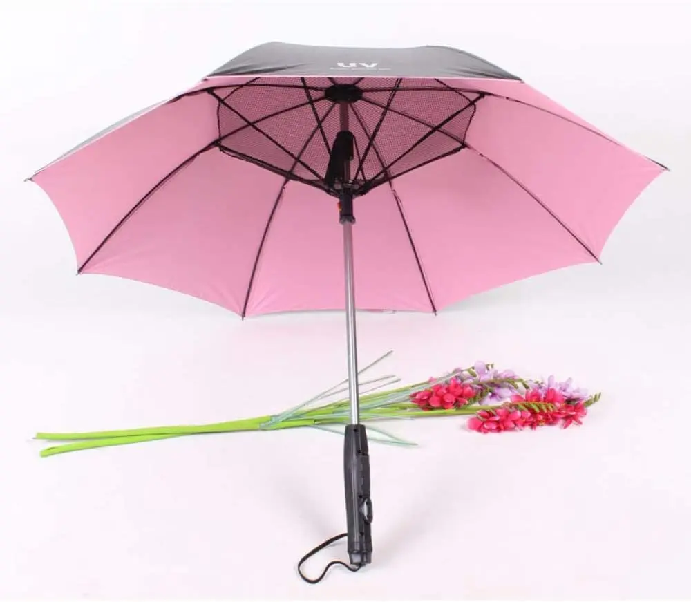 UV Protect Solar Power Umbrella Fan Cooling Fan Umbrella with Fan and Water Spray