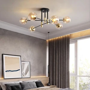High Quality Smoke Grey Glass Chandelier Ambient Pendant Light for Bedroom Dining Room Clothing Shop Ceiling Iron Ball Middle