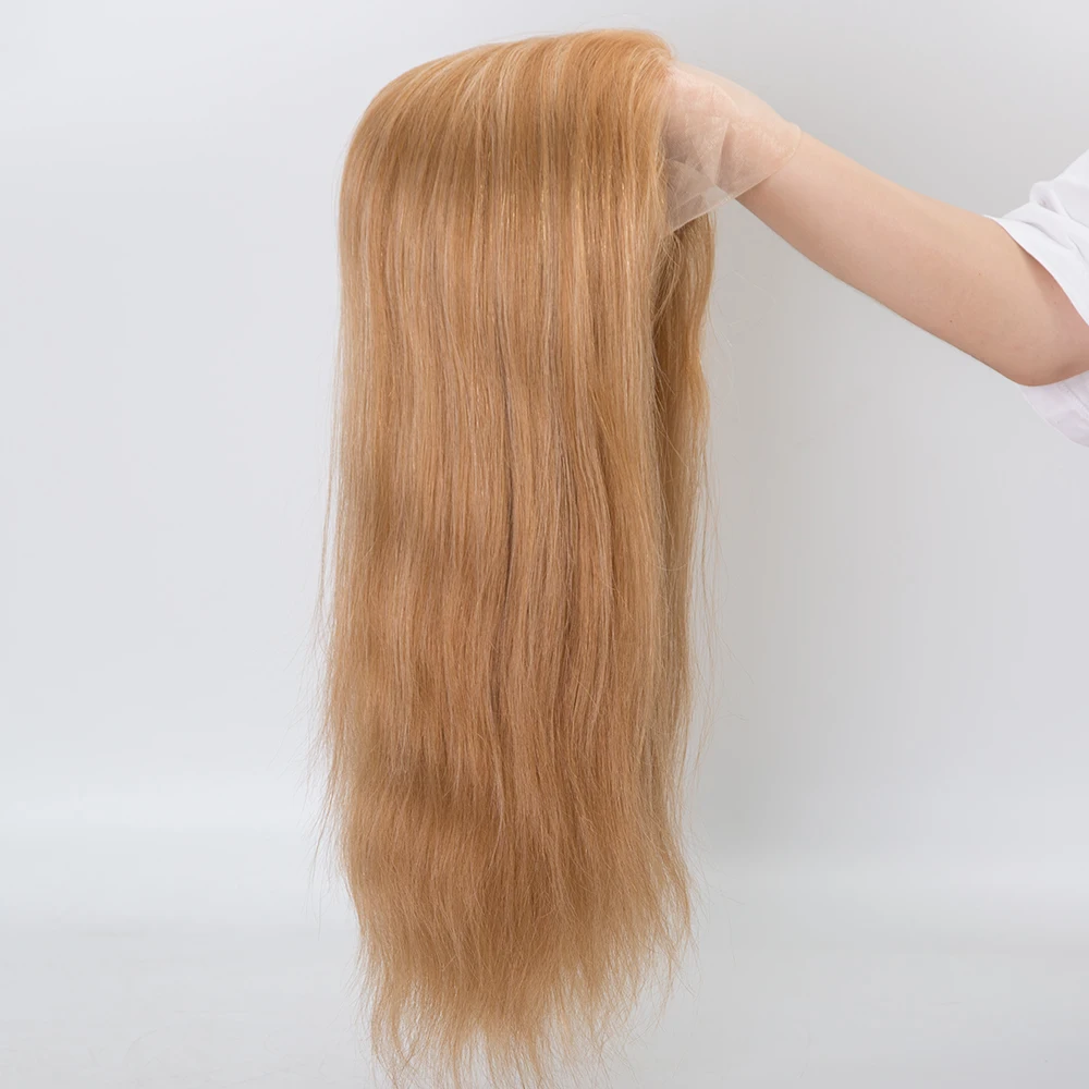 14 inches blonde balayage color lace base with mono top European virgin human hair medical wigs