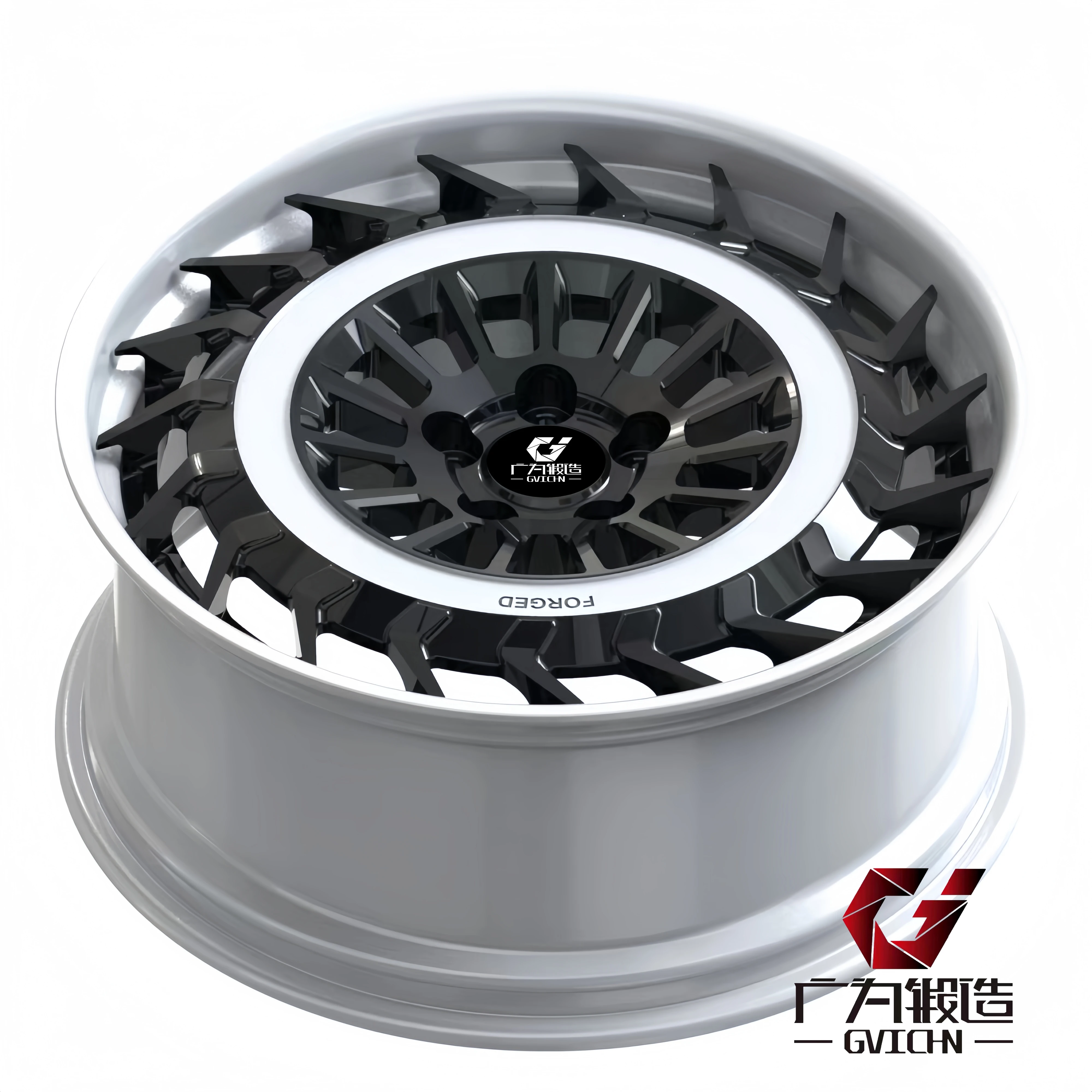 GVICHN Custom Forged Wheels White barrel  Black center face 19 20 21 22 23 24 inch 6061-T6 Aluminum Two Pieces Forged Wheels