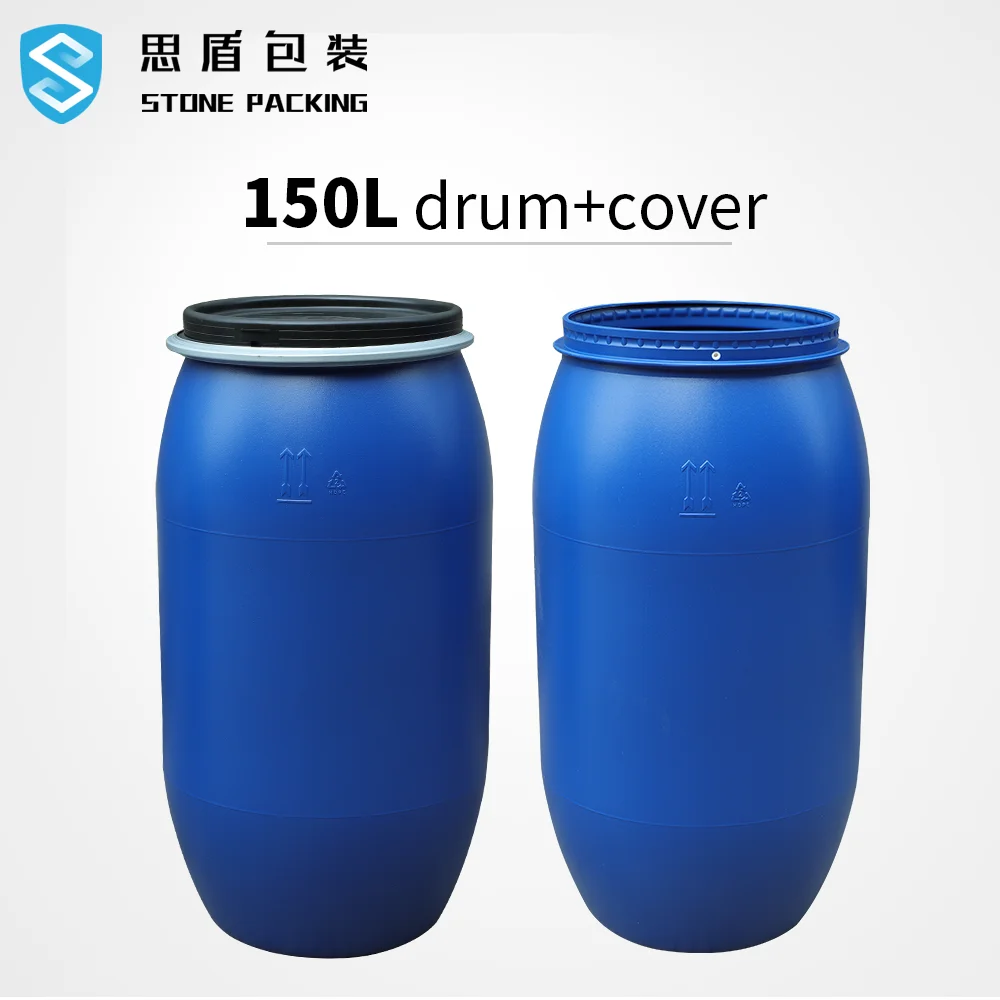 Drum plastik HDPE biru 150L dengan besiDrum plastik HDPE biru 150L dengan besi  