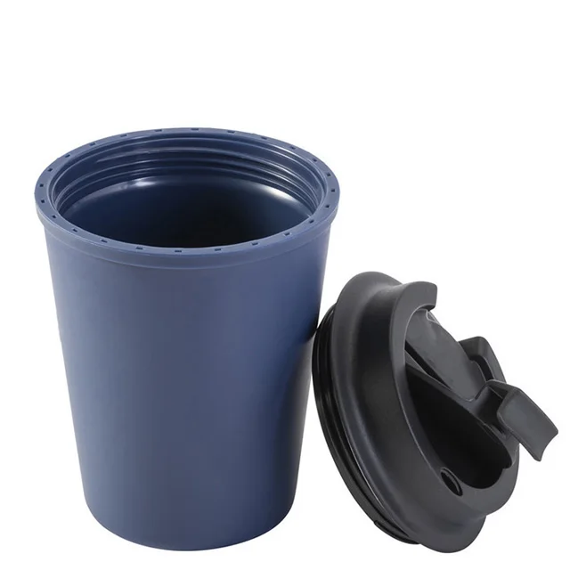 Sustainable Double Wall PP Plastic Travel Coffee Tumbler Reusable Coffee Cup With Lids