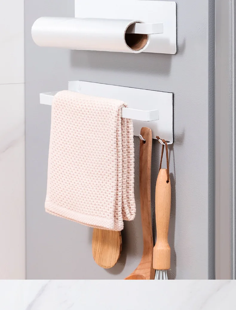 Household No-punching Refrigerator Side Rack Wall-mounted Foldable Hanger Finishing Bathroom Towel Rack details