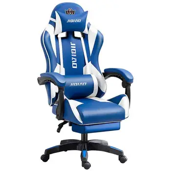 blue cheap mens leather swivel ergonomic racing computer game chair led silla gamer rgb gaming chair with footrest