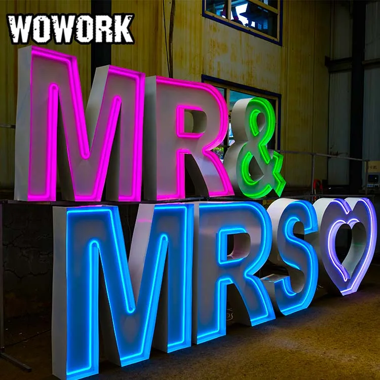 2025 WOWORK Fushun Customized Waterproof Party Hire Equipment Huge Backdrop Wedding Letter Alphabet Lights for Photo Booth Hire