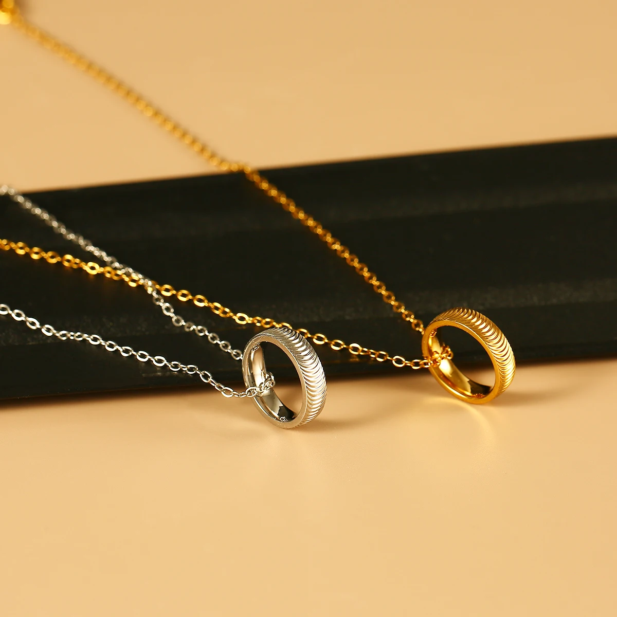 Titanium Steel Cateye Pendant Necklace