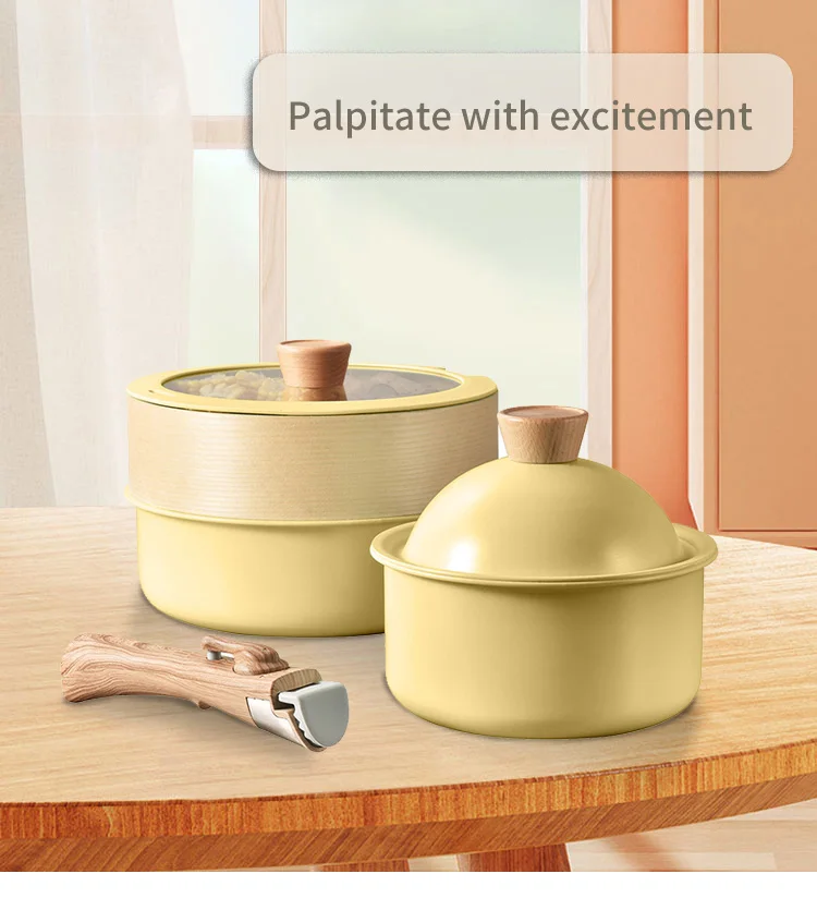 High Quality Pot Set Detachable Handle Aluminum Cooking Pot Kitchen