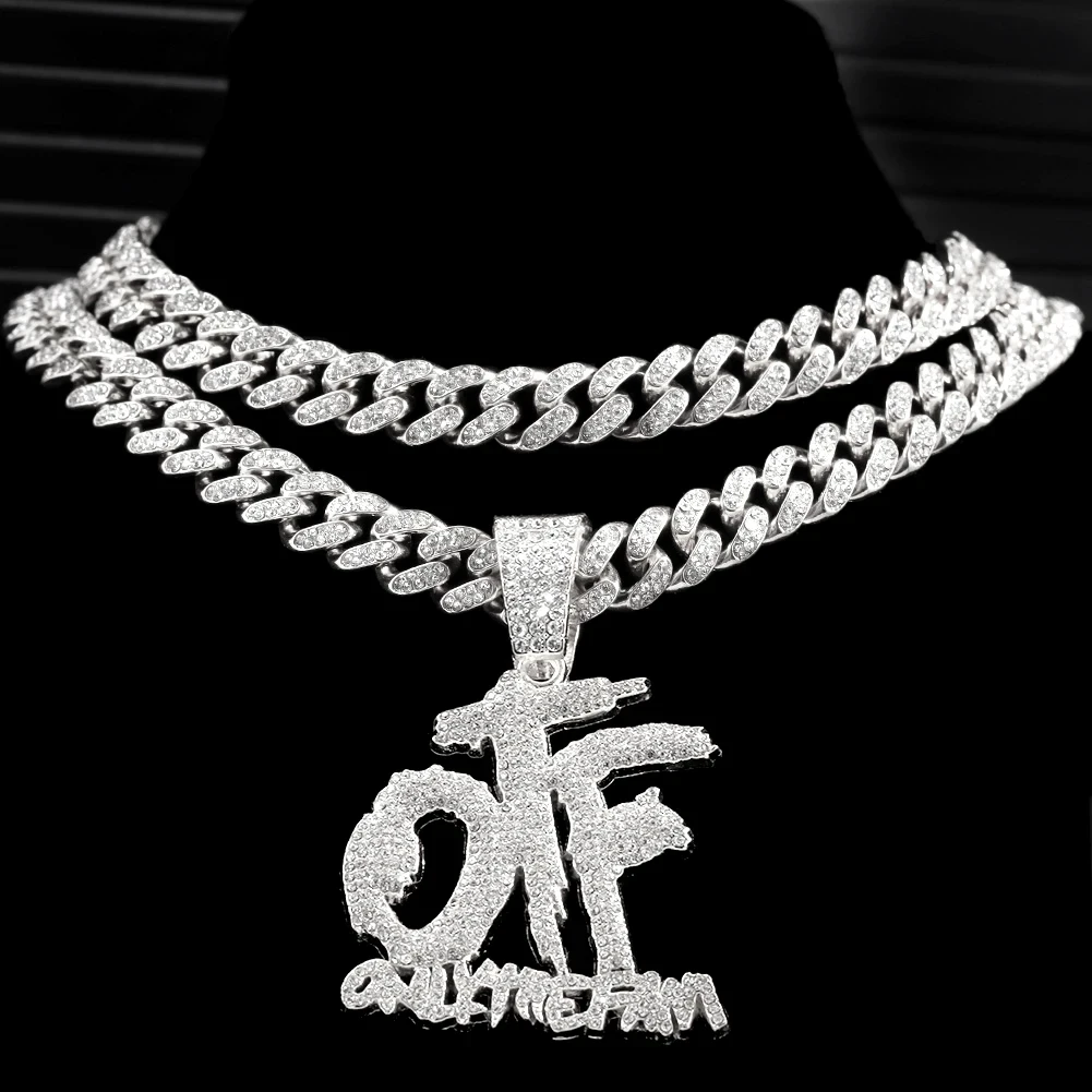 メンズ・レディース向け「Iced Out」OTFペンダントネックレス 20インチ