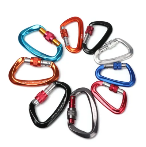 Heavy Duty D Shape Custom Carabiner Black Aluminum Carabiner 25kn Swivel Rated Carabiners Locking