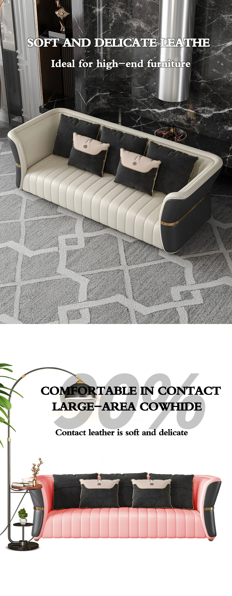 Light Luxury Leather Sofa Set Living Room Modern Sectionals Couch ...