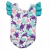 Sea Turtle Starfish Print Cyan Ruffle Romper