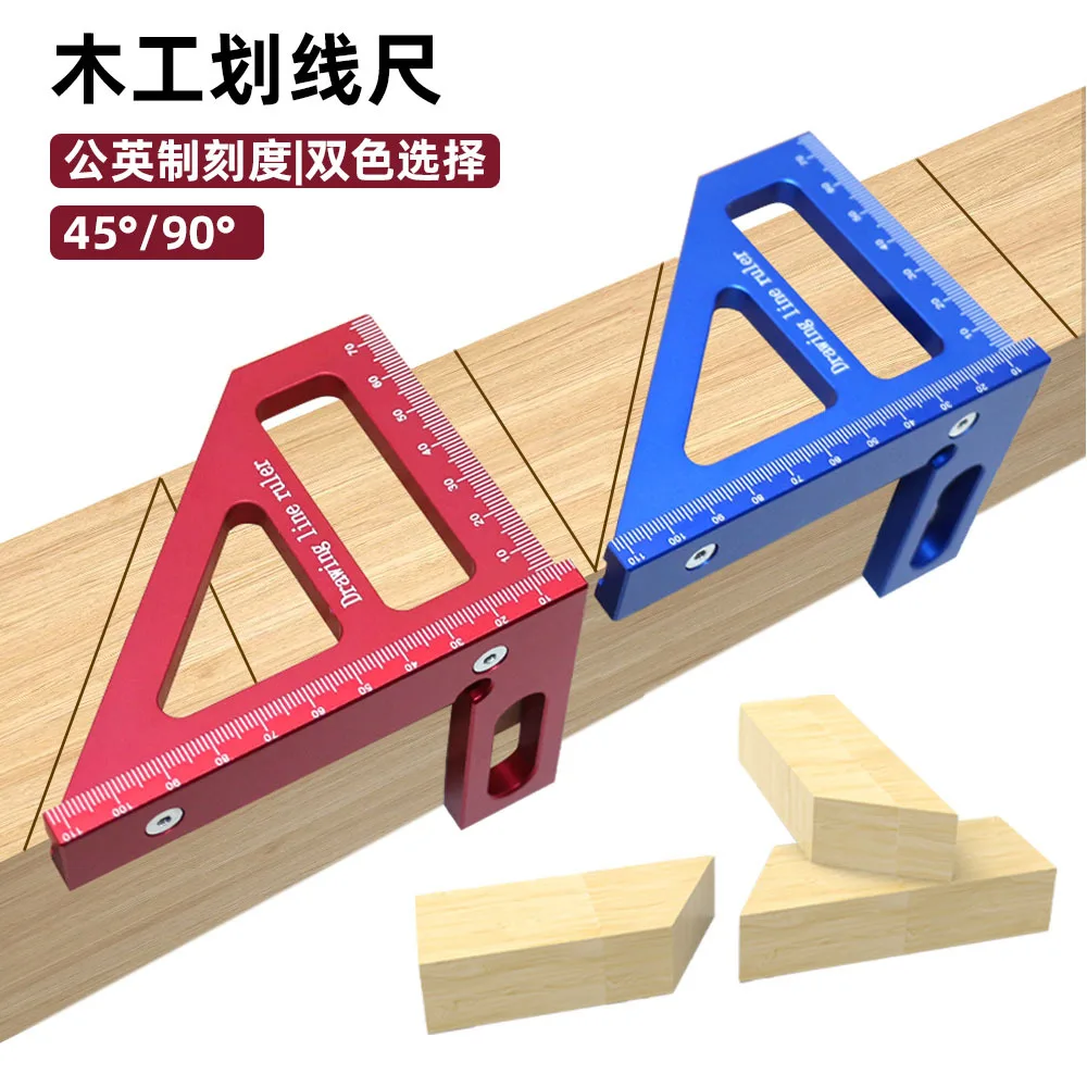 90/45 Degree Angle Ruler Tools Aluminum Alloy Woodworking Tool Locator Right Angle Gauge Woodworking Ruler