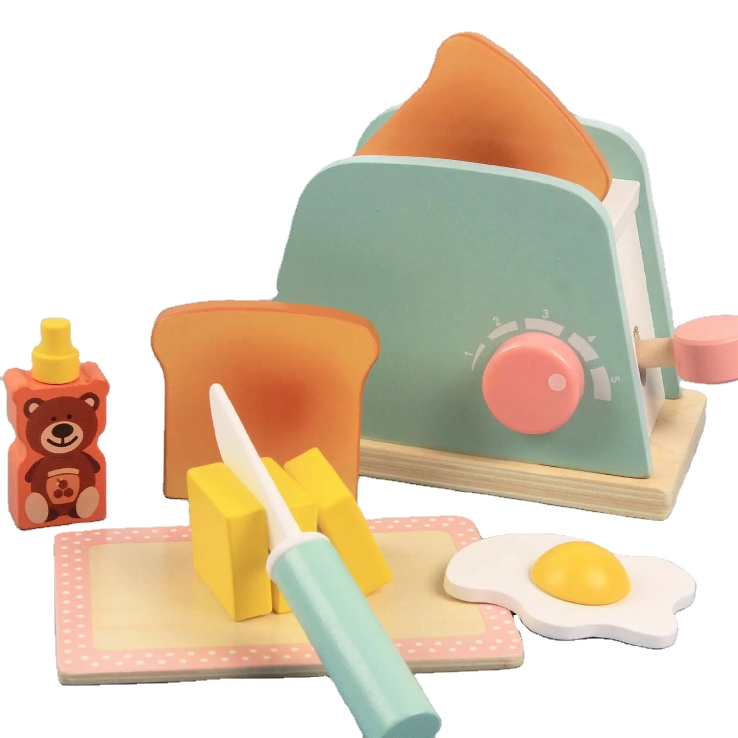 Новый дизайн ролевая игра синяя деревянная хлебопечка тостер игрушки для детей