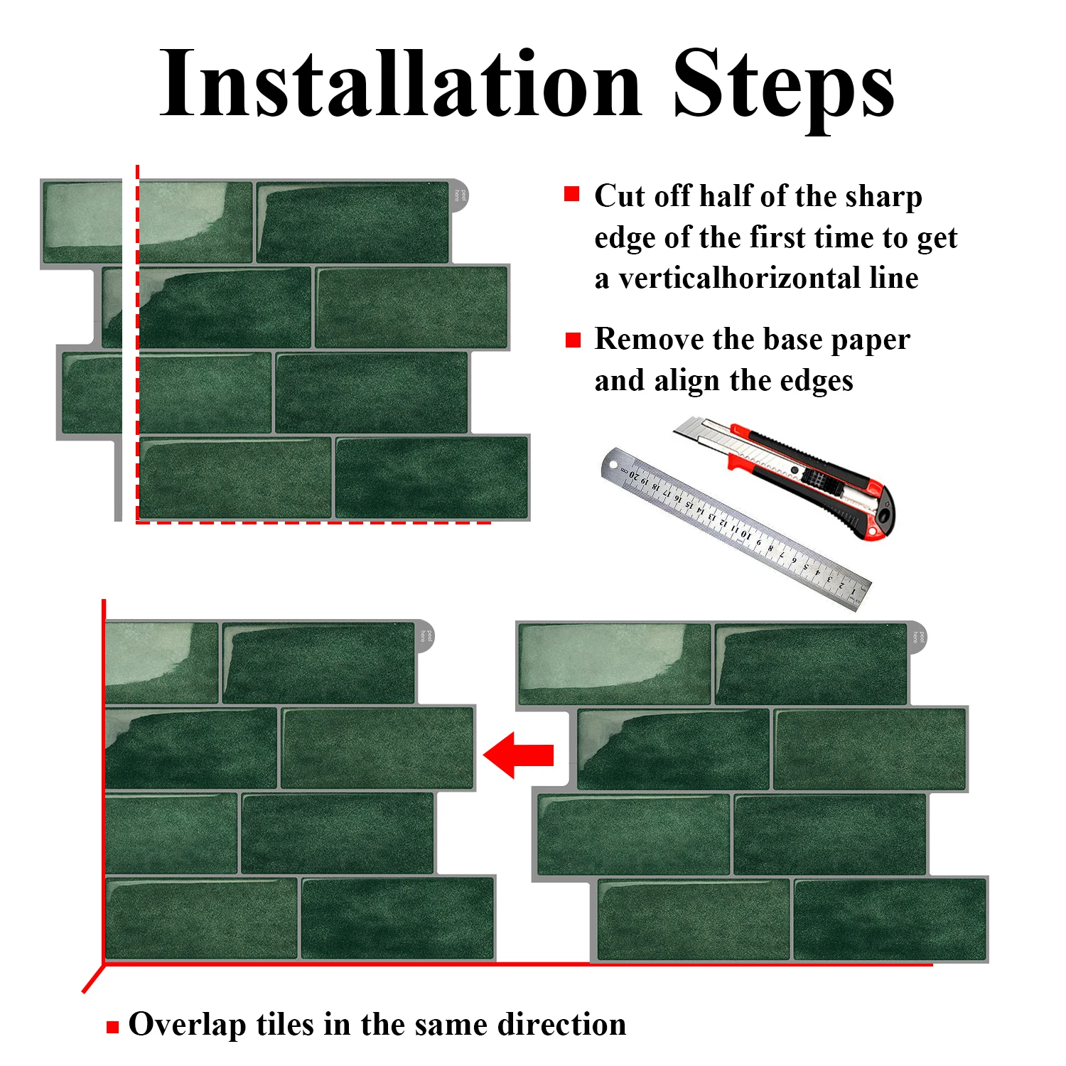 Factory Outlet Metro Self Adhesive 3D Effect Home Decor Peel and Stick Backsplash Green Marble 3D Wall Tiles Stick on Tiles