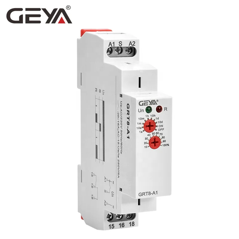 GEYA GRT8-A1 Delay on Time Relay AC220V Din Rail Single Function Timer Relay on Delay Timer AC230V 240V Delay Relay