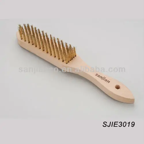 SJIE3019-1 деревянная ручка с латунным покрытием проволочной промышленности кисти инструменты