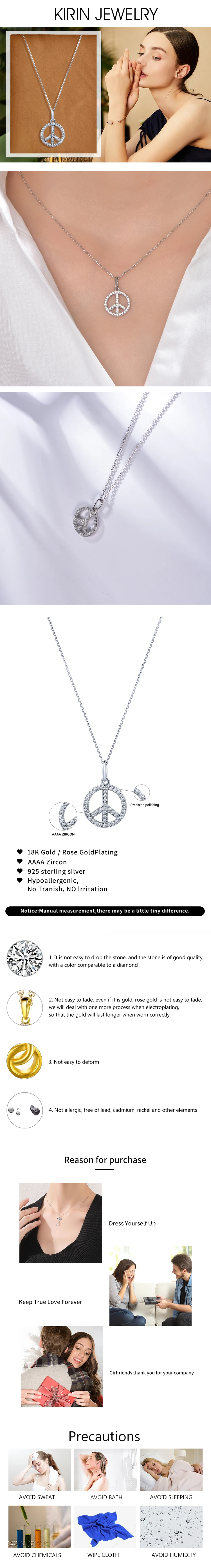 DIAMOND PEACE SIGN PENDANT IN 14K WHITE GOLD 2.10CT Diamond Peace Sign Pendant Necklace in Sterling Silver