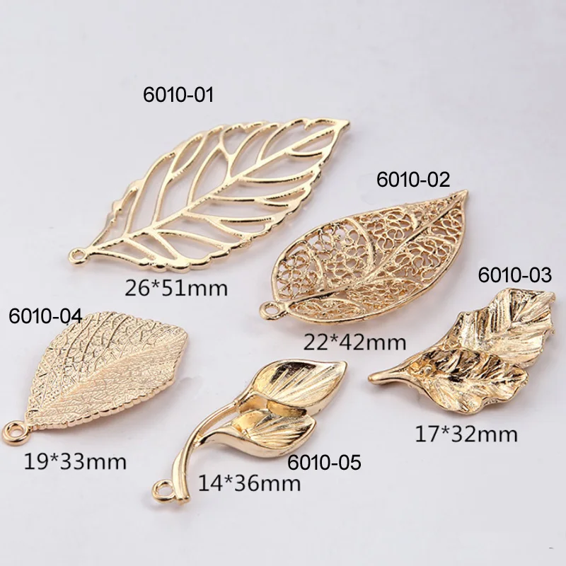 Metal  Gold Leaf Charm Pendant For Jewelry Making