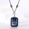 Black gold bird's nest cut white plated blue belt drill chain