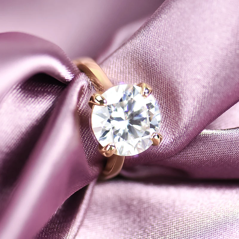 18K Yellow Gold Ring With1Carat Moissanite Gemstone Fashion Lady's Ring High Quality AU750 Gold Fine Jewelry
