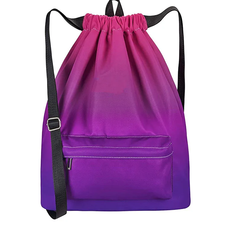 purple drawstring bolsa