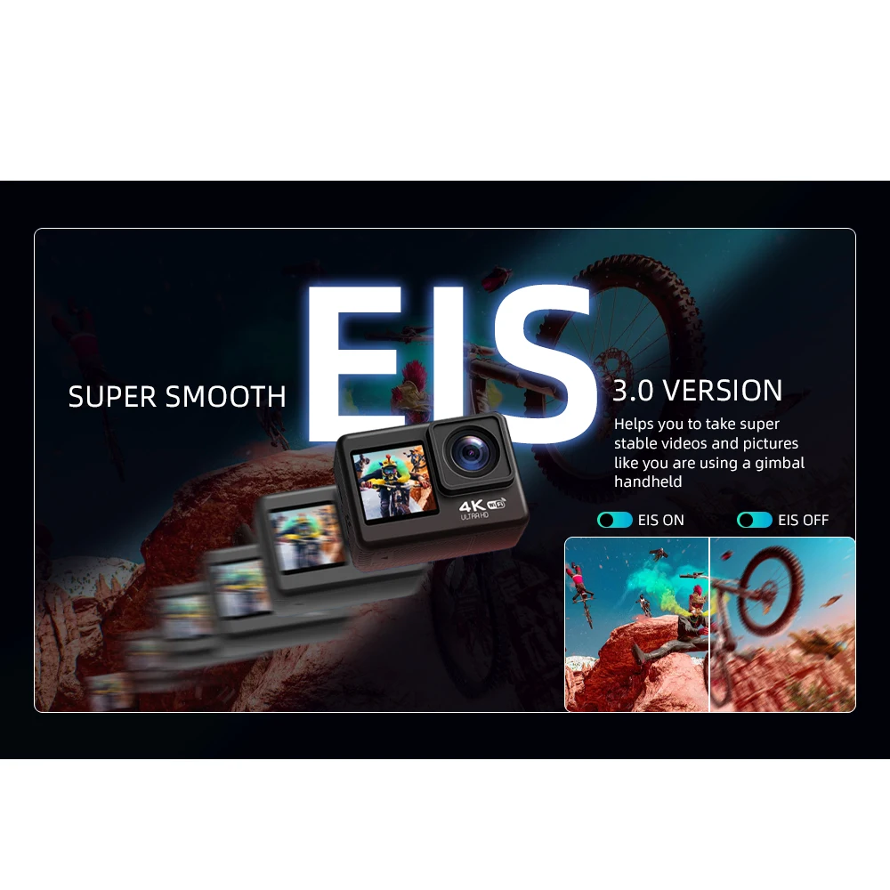 Экшн-камера OEM 4K FHD 60fps 24 МП экран 2 0 дюйма ЖК-дисплей EIS 8x зум видеосъемка водонепроницаемость 30 м профессиональная спортивная камера