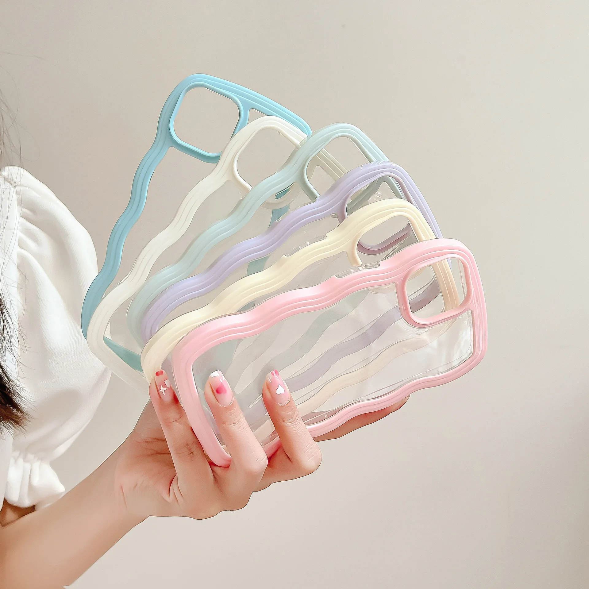 New Arrival Colorful Wave Frame Cute Korean Ins Phone Case for iPhone 17 16 15 14 13 12 11 Pro Max X XR XS