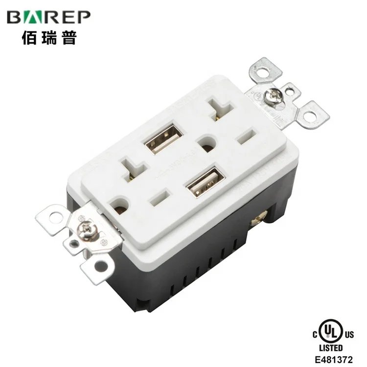 Обновленная американская розетка переменного тока с 2 USB-разъемами, настенное зарядное устройство для мобильного телефона