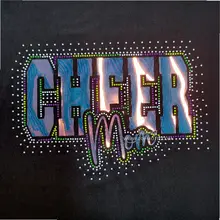 Custom Iridescent Aurora Heat Transfer Vinyl Designs Hot Fix Rhinestone Auroral Light Efficient HTV Designs Cheer Mom Applique