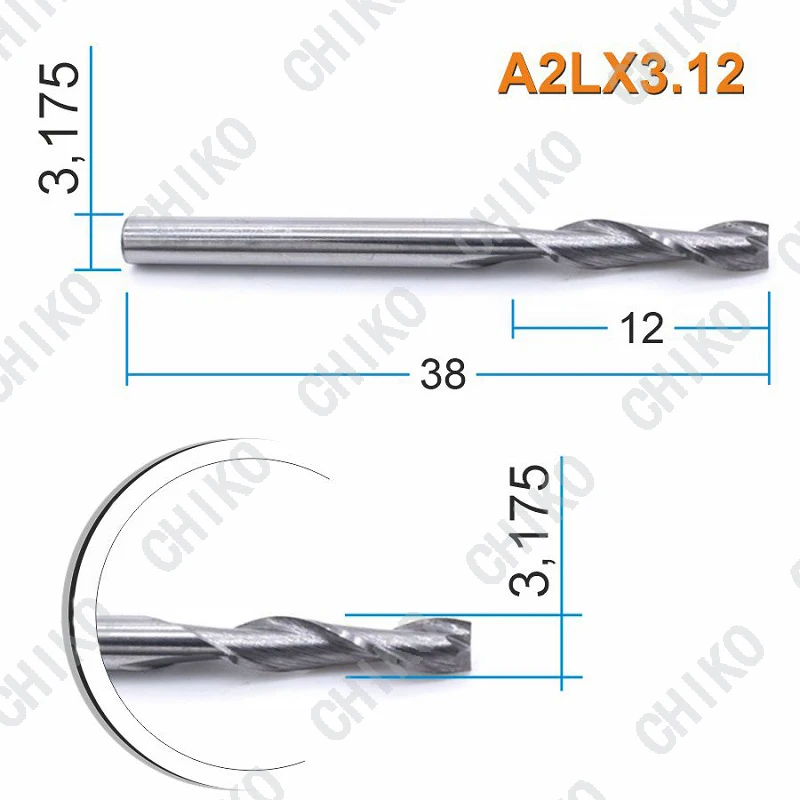 DJTOL 2 Flutes Spiral Bits Computer Engraving Machine Cutter Precision Engraving Machine Tools A2LX Engraving Tools N2LX