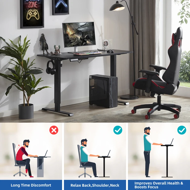 ES6 Modern Eco-Friendly Waterproof Adjustable Study Computer Laptop Desk Electric Height Adjustable Office Standing Desk