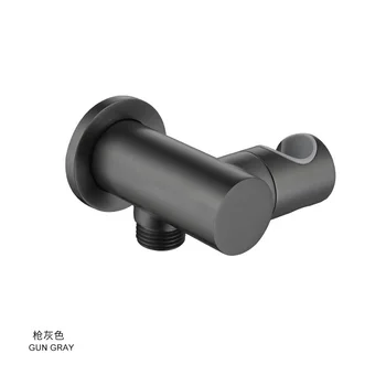 Solid Brass Wall Mount Swivel Handheld Shower Bracket Holder with Outlet, Wall Handshower Supply Elbow, Matte Black