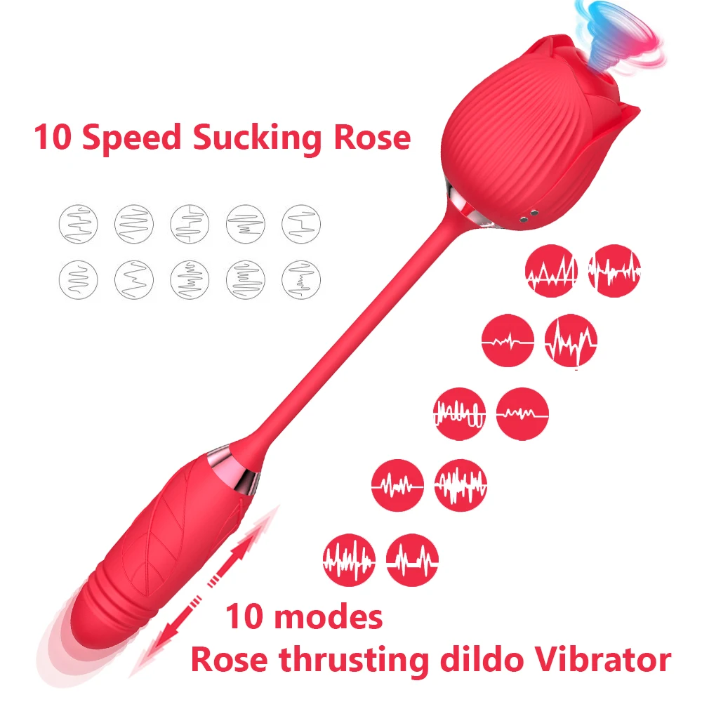 Sextoy Rose à Succion Et Vibrations - Double Stimulation Télescopique - En Silicone Violet - Neuf