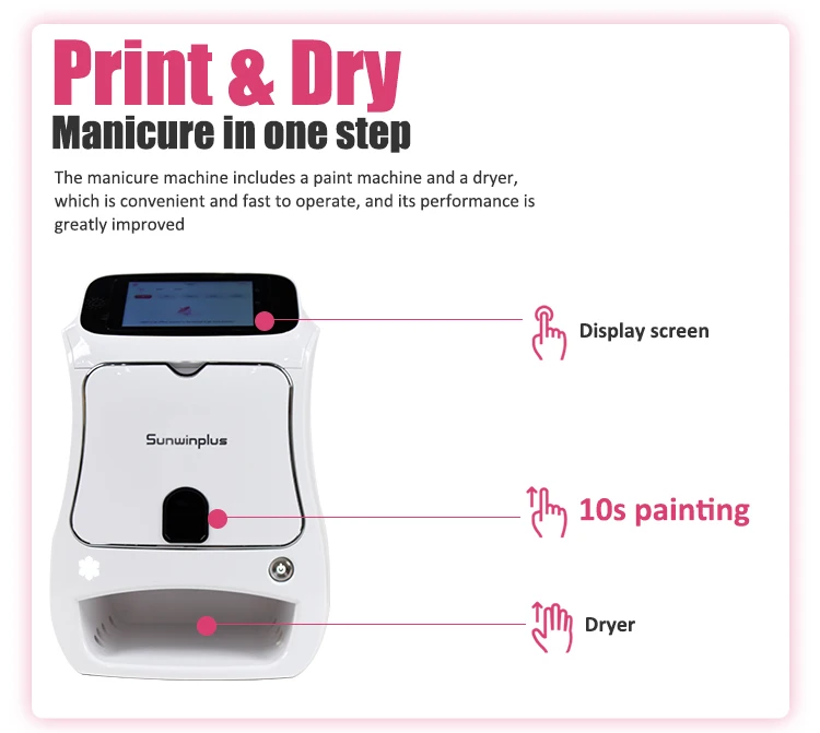 SUNWIN Nail Printer Finger DIY Print Art WIFI Automatic 3D Art Designs Finger Nails Printing Machine for Salon  Use