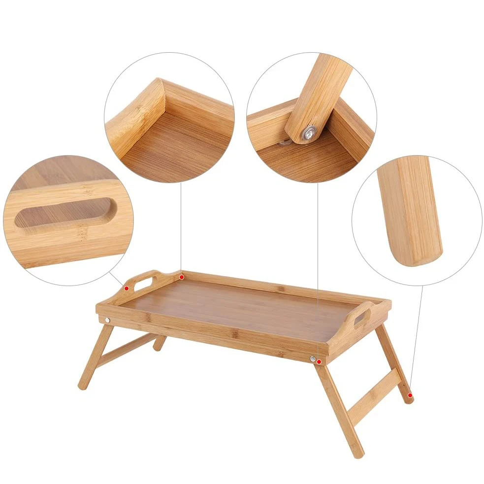 product portable foldable bamboo wood kitchenware bed tray with custom size classic design high precision tolerance-18