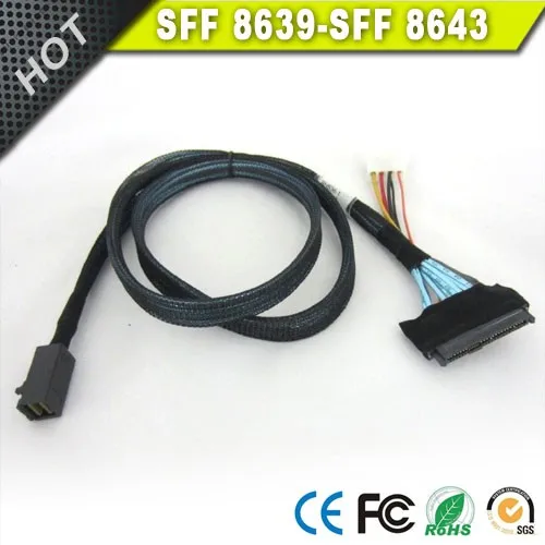 1m 0.5m HD Mini-SAS (SFF-8643) to U.2 (SFF-8639) Cable for 2.5