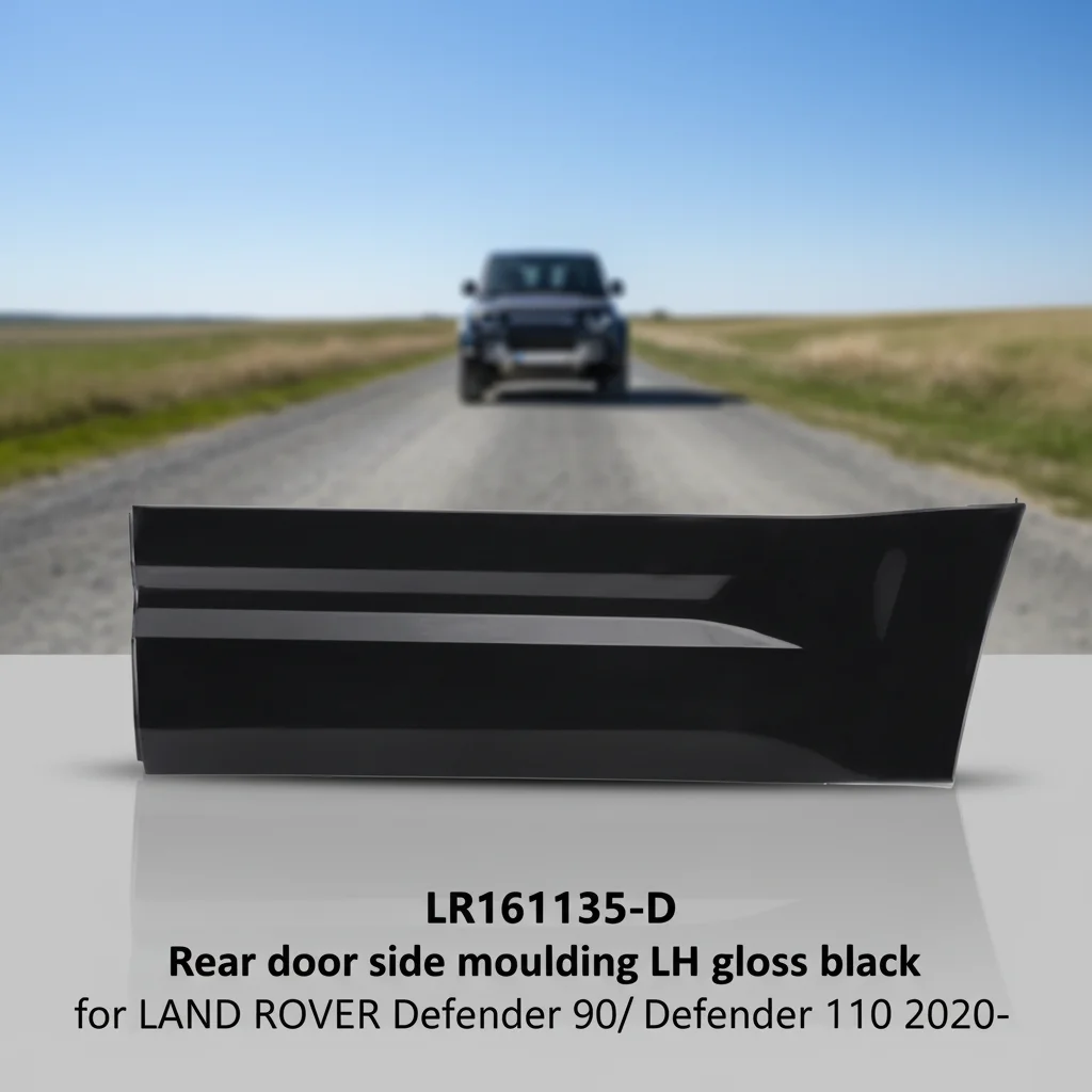 Rigenstar LR161135-D New Replacement Smooth Surface Waterproof Front Door Side Moulding LH Gloss Black for Defender