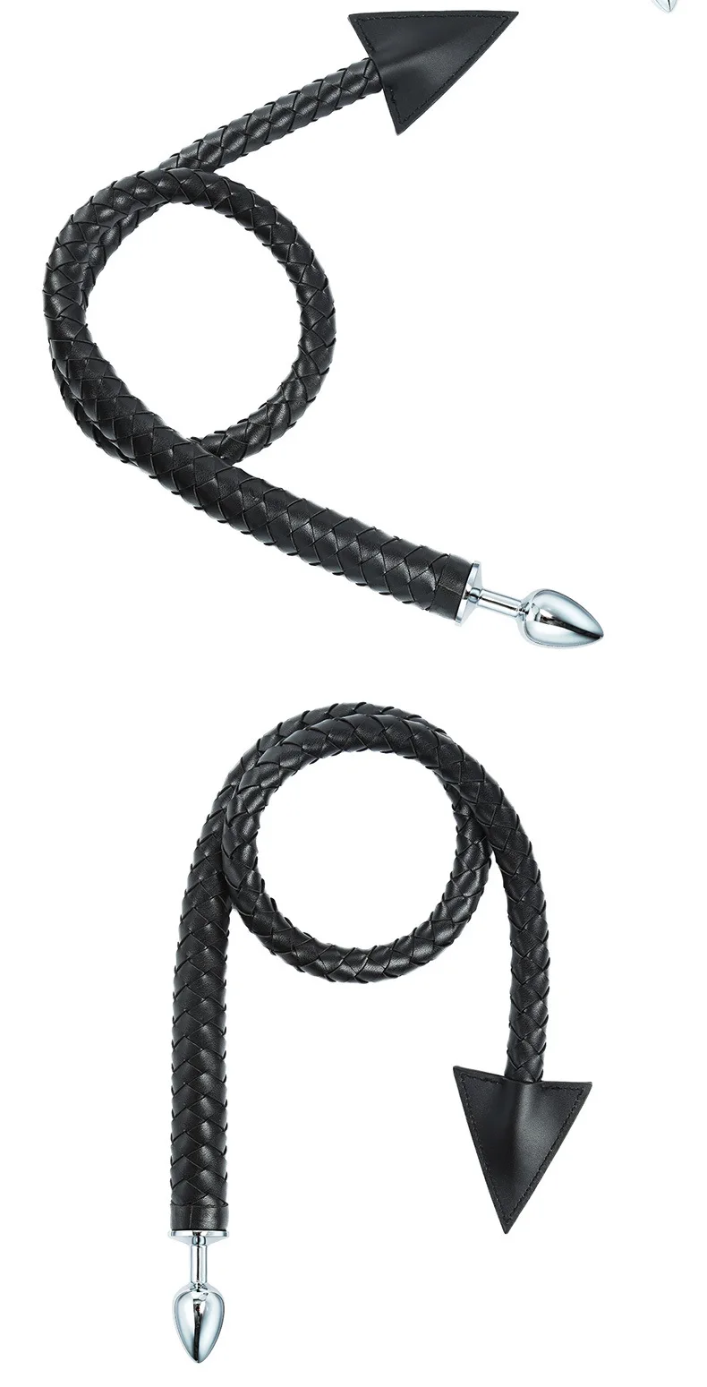 Black Pu Horsewhip Triangular Leather Whip Anal Plug Toys Flirt Sm Anal