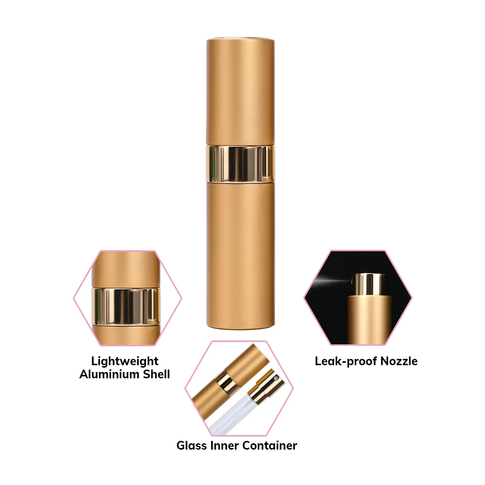 Twist up Perfume Atomizer 8ml 10ml 15ml Aluminum Travel Glass Spray Perfume Refillable Bottles