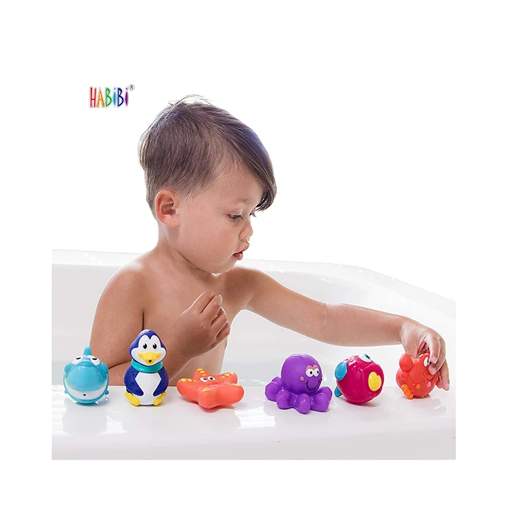 Детские резиновые игрушки-брызгалки для купания, образовательные милые игрушки-животные для ванной