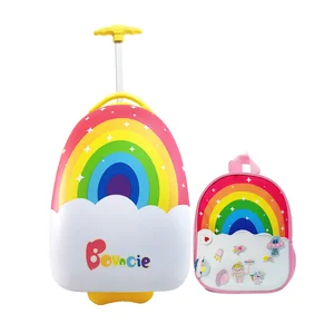 Factory Wholesale 16 Inch Lovely Cartoon Design ABS Hard Shell Kids Travel Luggage Children Carry Trolley Bag Suitcase Set