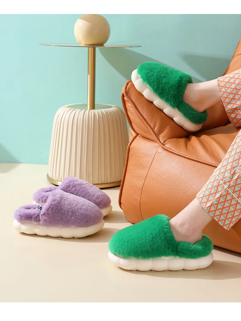 Mio Women's Fluffy Slippers Soft Winter Plush Warm Thick Sole Fuzzy