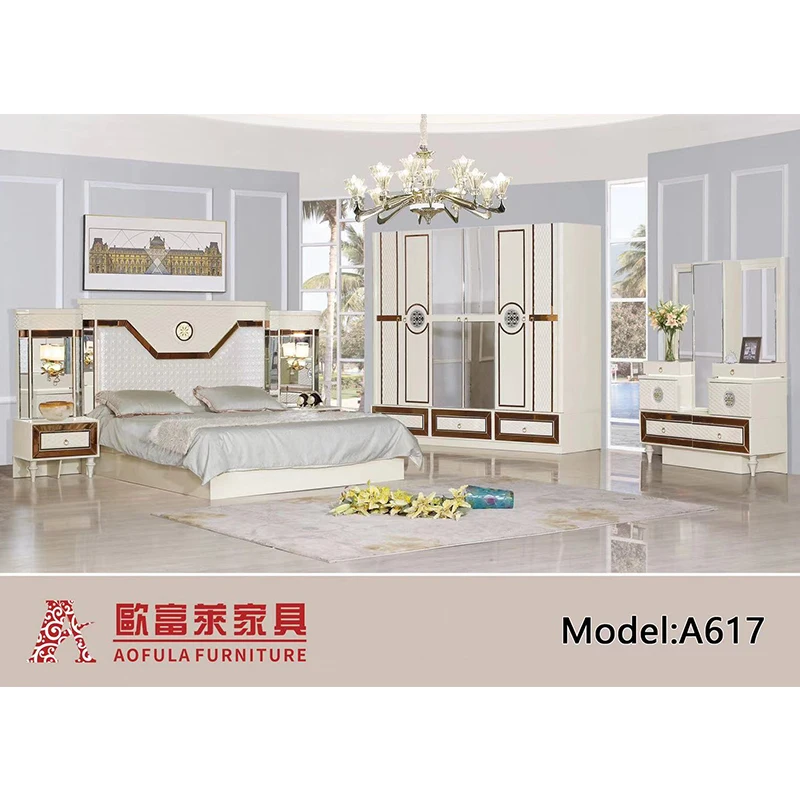 Turkish Modern Luxury Bedroom Furniture Bedroom Suit Bed White Leather